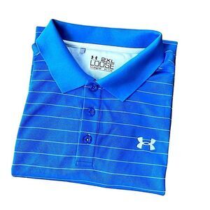 Under Armour Royal Blue Striped HeatGear Polo Shirt 2XL